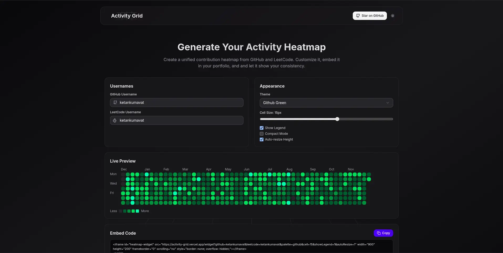 Activity Grid project preview